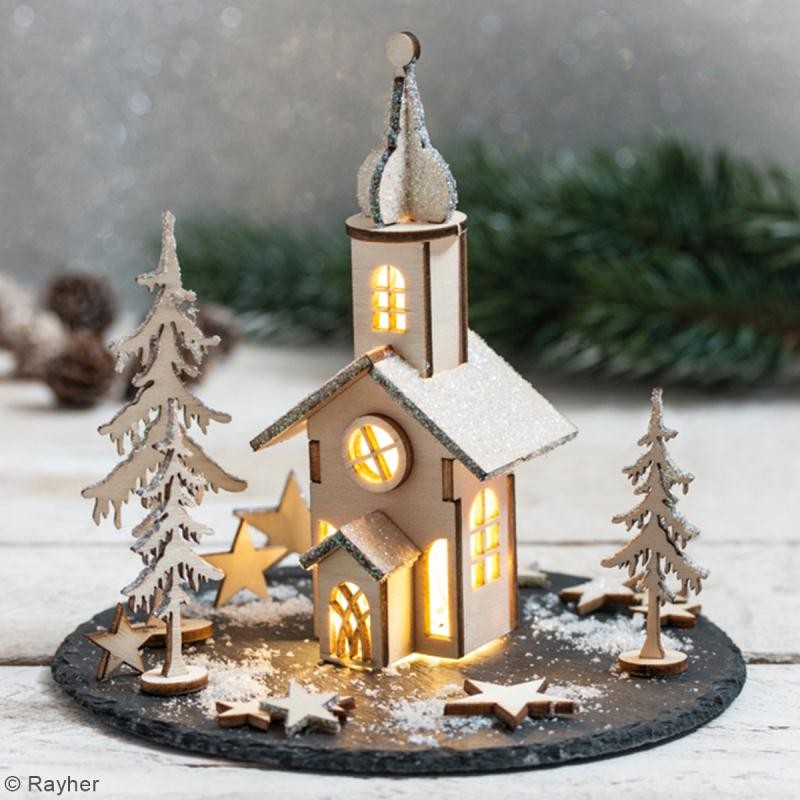 Kit décor 3D à monter - Église de Noël - 13 cm