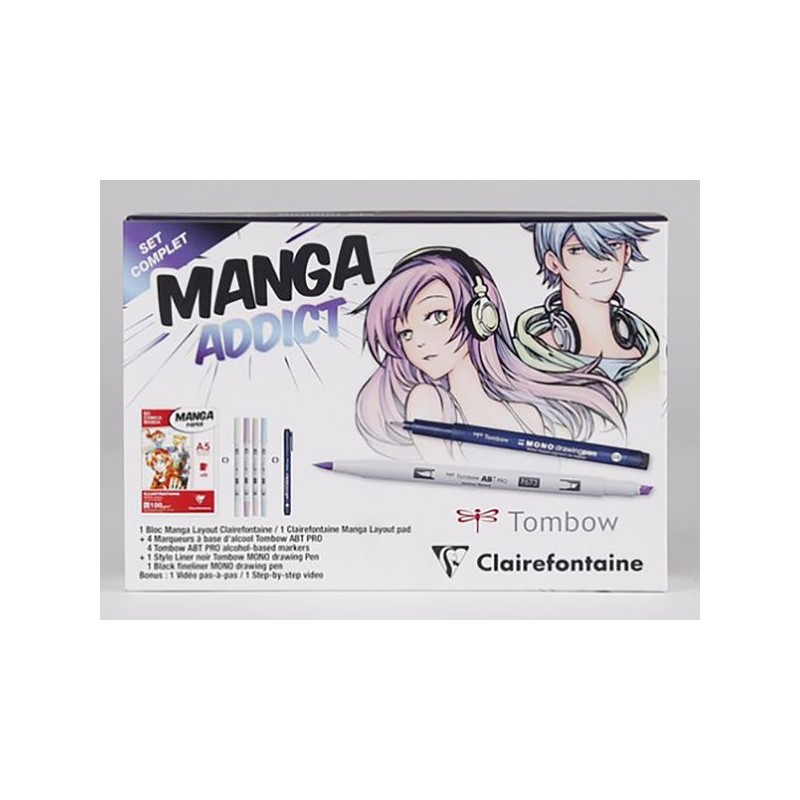 Set de dessin Manga avec stylos pinceaux et papier