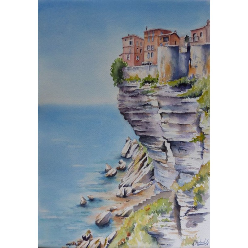 LES FALAISES DE BONIFACIO A L’AQUARELLE